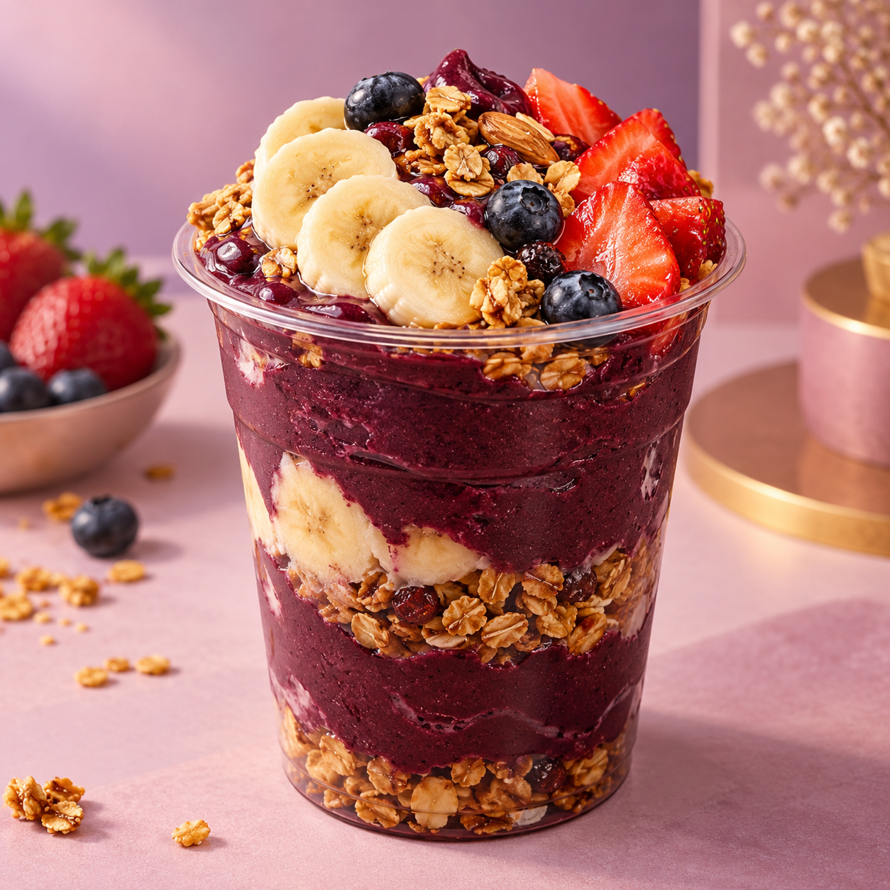 Açaí batido servido em um copo